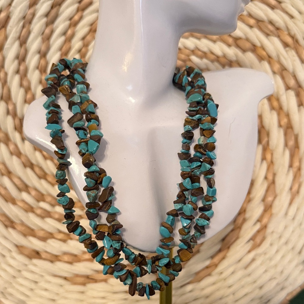 Vintage Estate Turquoise and Tigers Eye Beaded Necklace